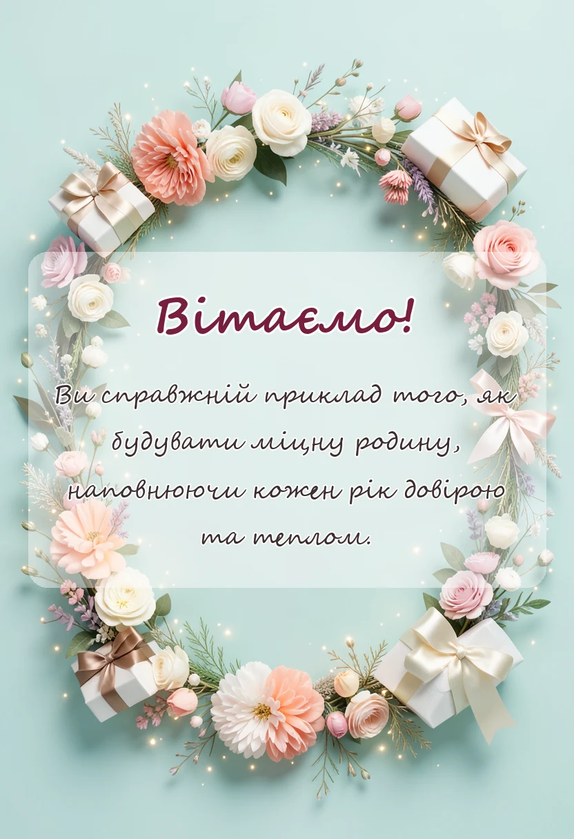 красива листівка: перлинне весілля привітання