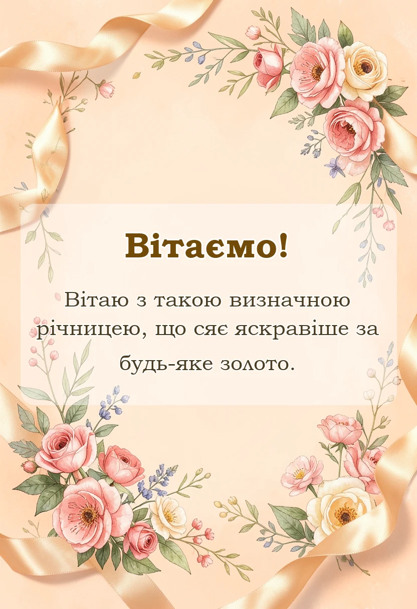 красива листівка: привітання з золотим весіллям у прозі