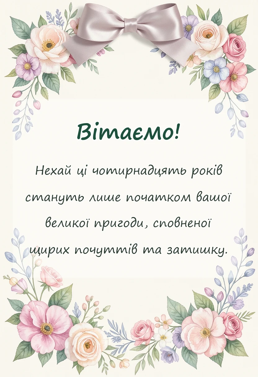 унікальна листівка - річниця весілля 14 років
