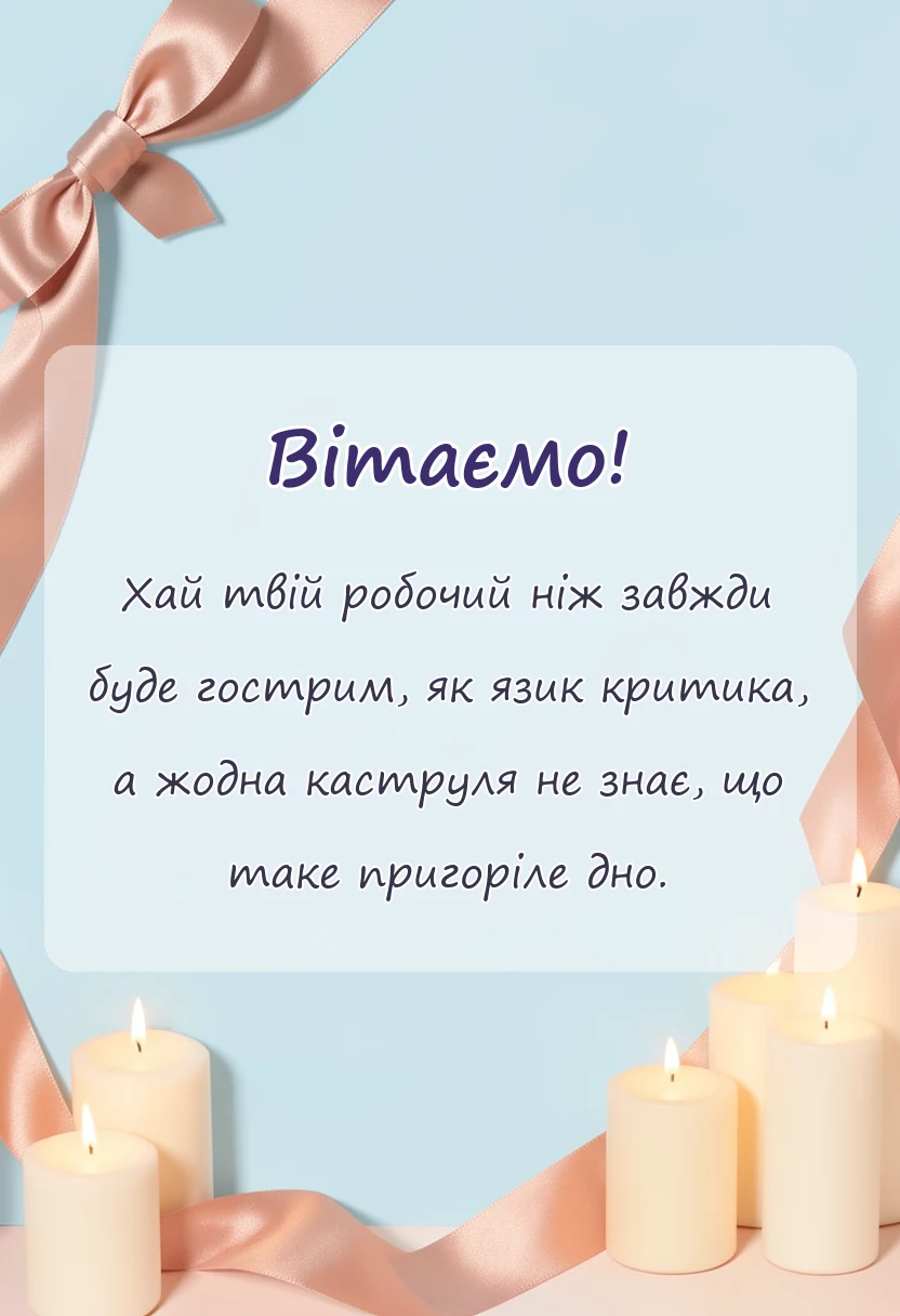 красива листівка: смішні привітання з днем кухаря