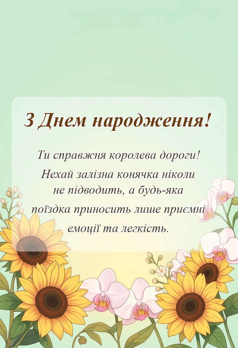 красива листівка: привітання водію жінці