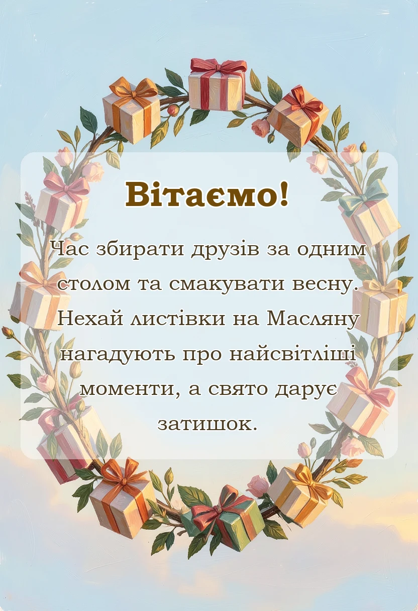 красива листівка: привітання з масляною картинки