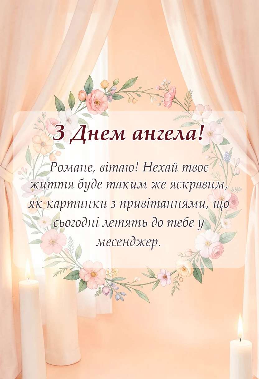 унікальна листівка - прикольні привітання з днем ангела романа