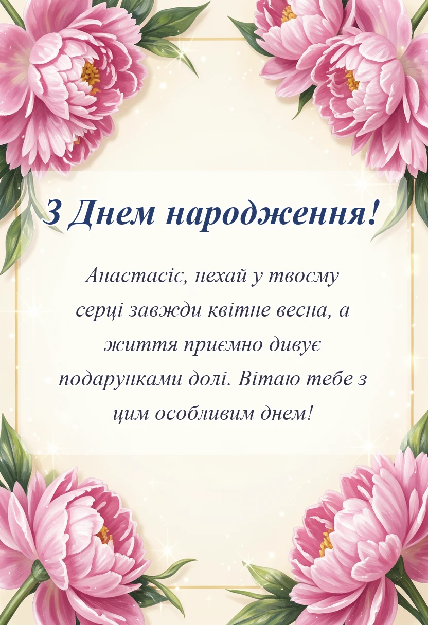 унікальна листівка - привітання з днем народження насті