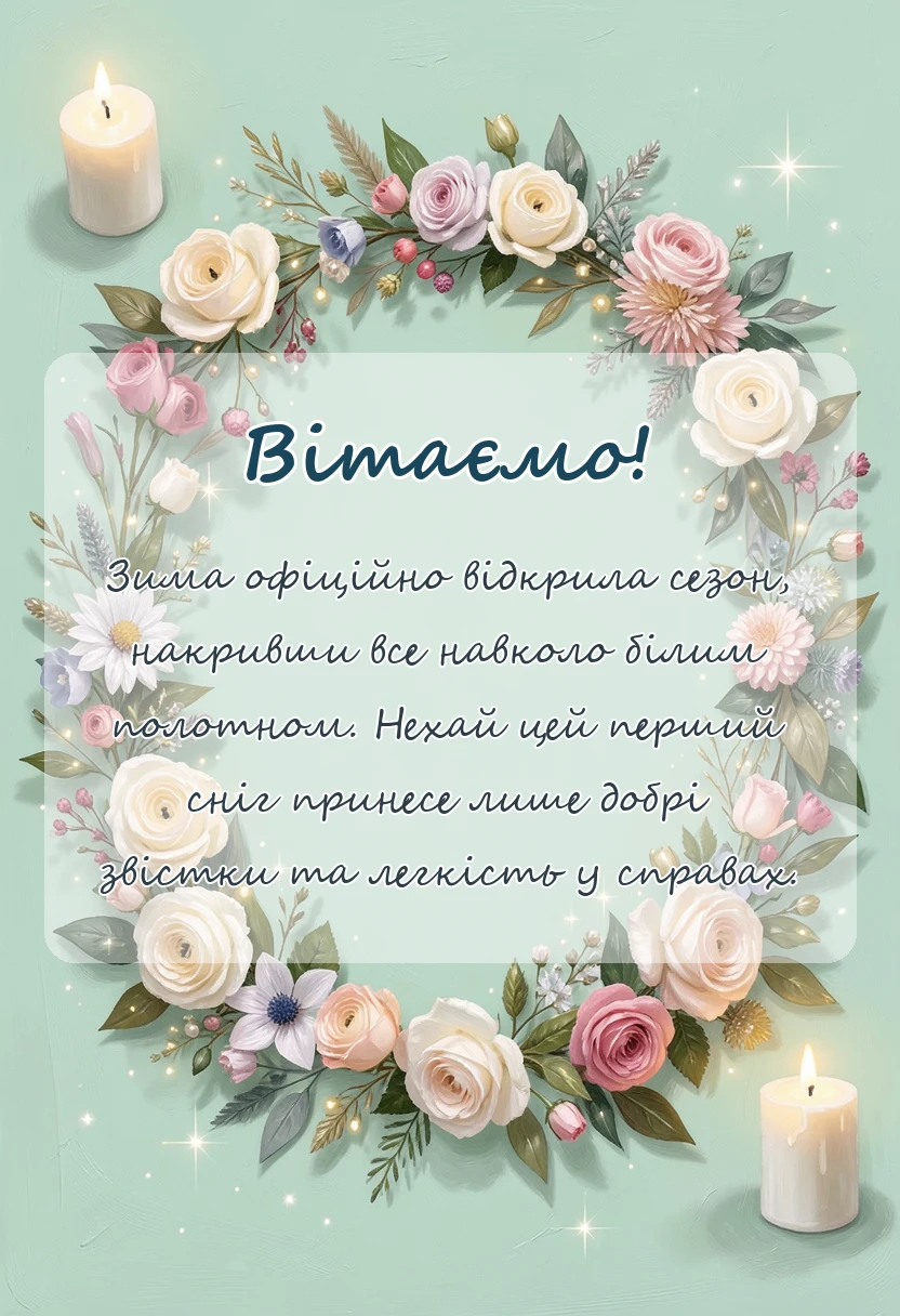 унікальна листівка - привітання з першим снігом