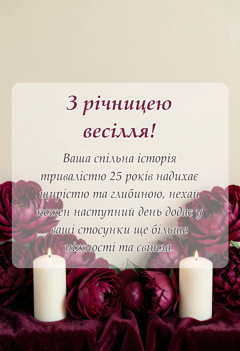 вітальна листівка - привітання зі срібним весіллям