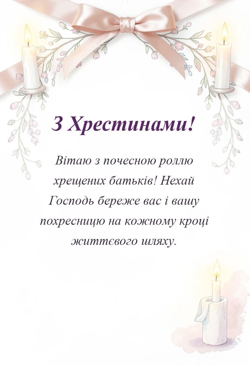 красива листівка: привітання на хрещення дитини