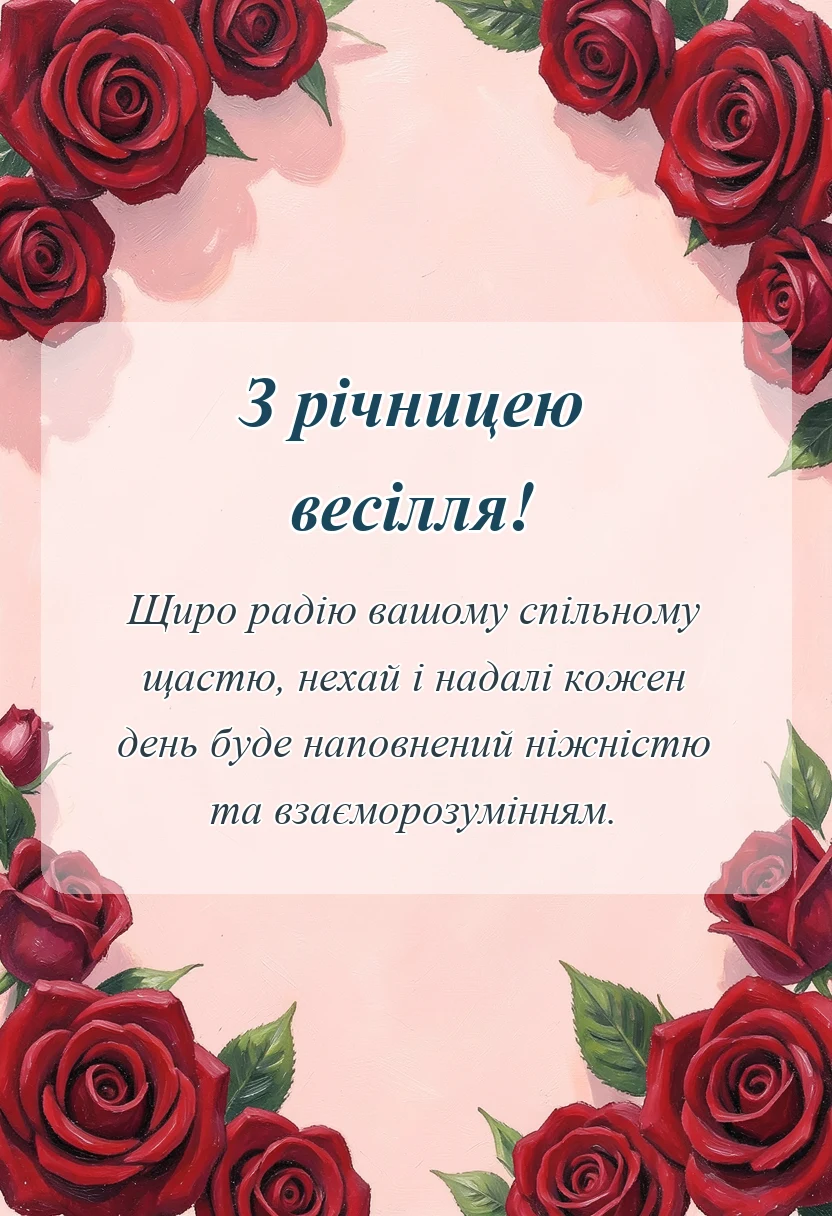 унікальна листівка - вітання з річницею весілля своїми словами