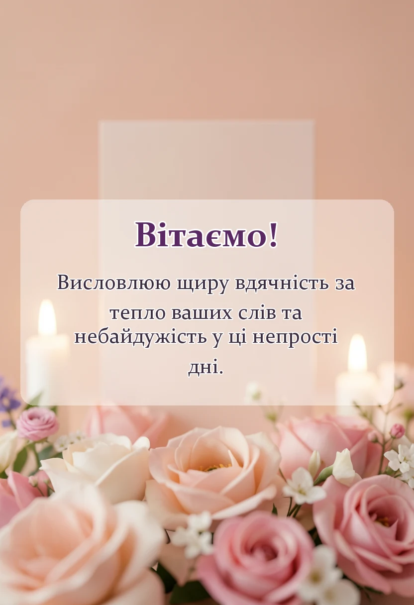 листівка з побажанням - подяка за співчуття з приводу смерті мами