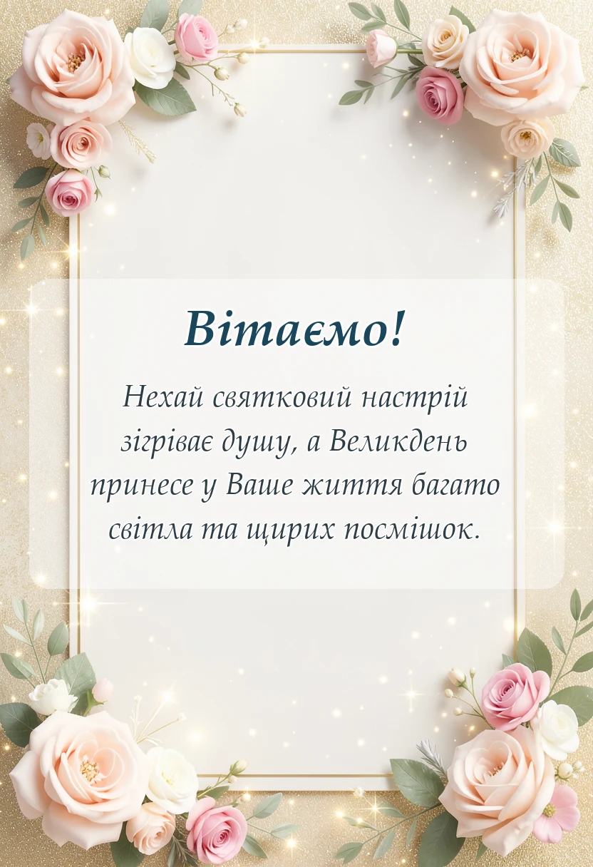 вітальна листівка - слова привітання з великоднем