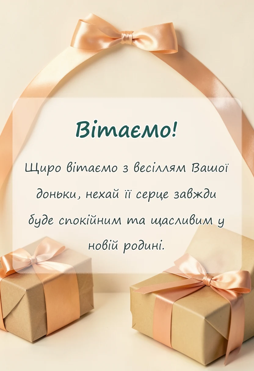 красива листівка: вітання батькам з одруженням доньки