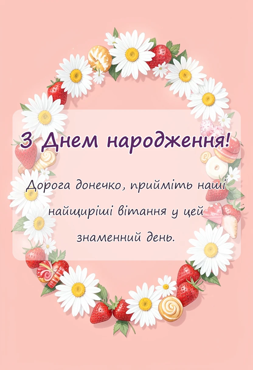 унікальна листівка - вітання з днем народження донечки
