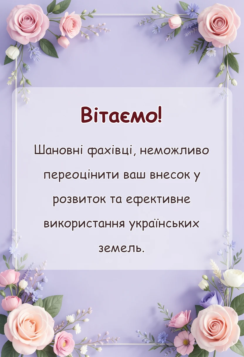 унікальна листівка - привітання з днем землевпорядника українською