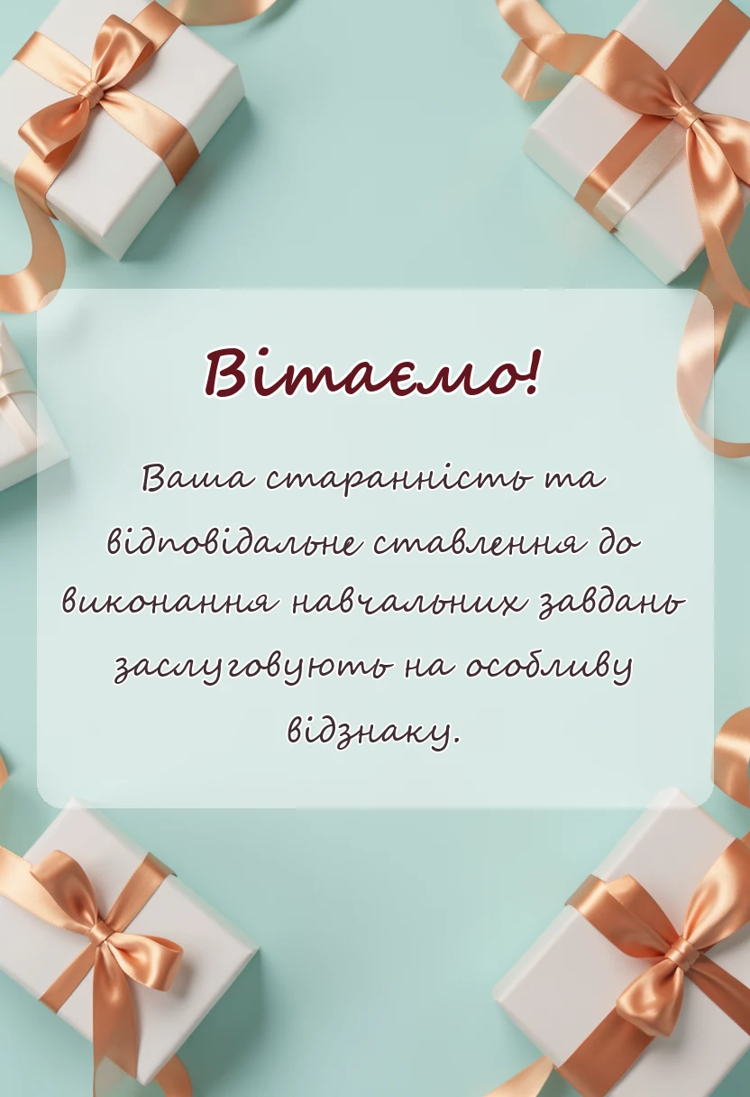 святкова картинка: текст подяки учню
