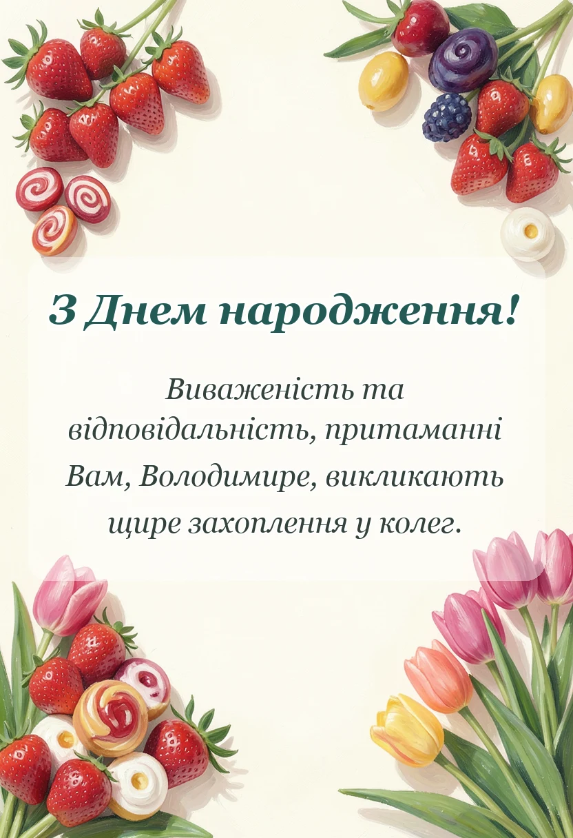 унікальна листівка - привітання з днем народження володимир