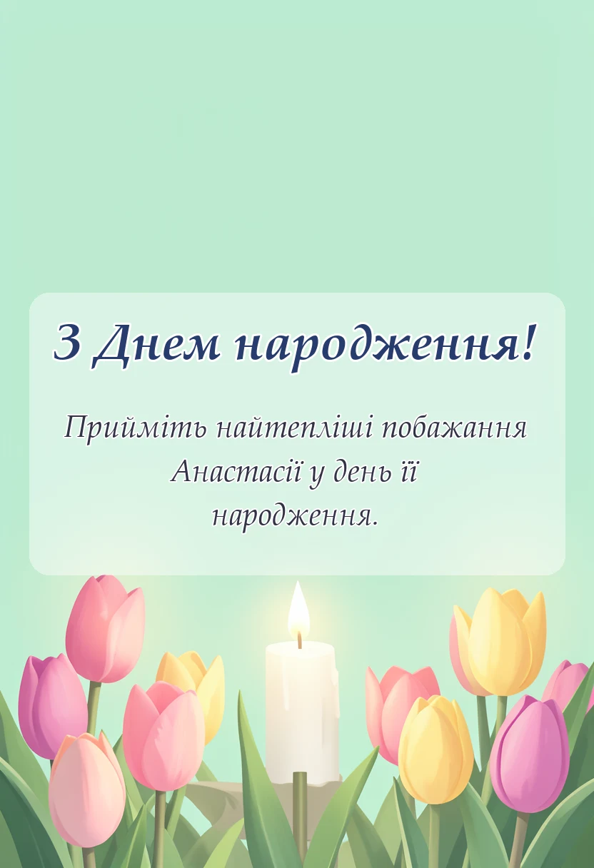 вітальна листівка - привітання з днем народження насті