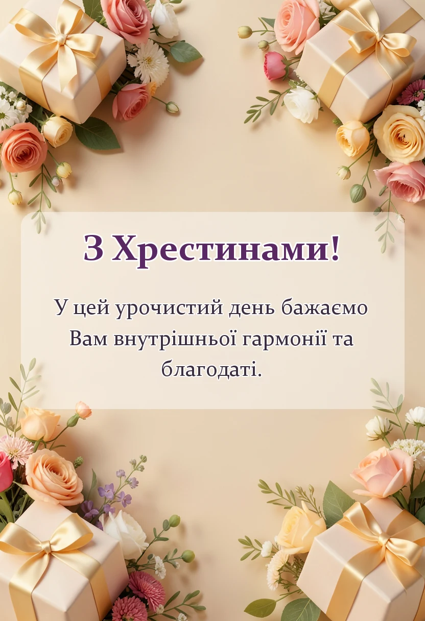 святкова картинка: привітання на хрещення дитини