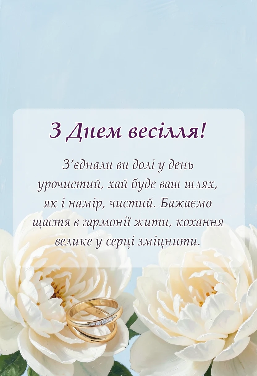 вітальна листівка - привітання з весіллям у віршах