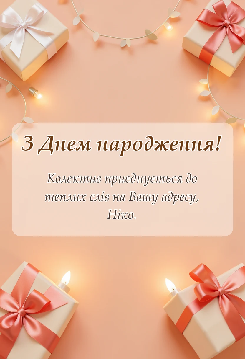 красива листівка: привітання з днем народження ніки