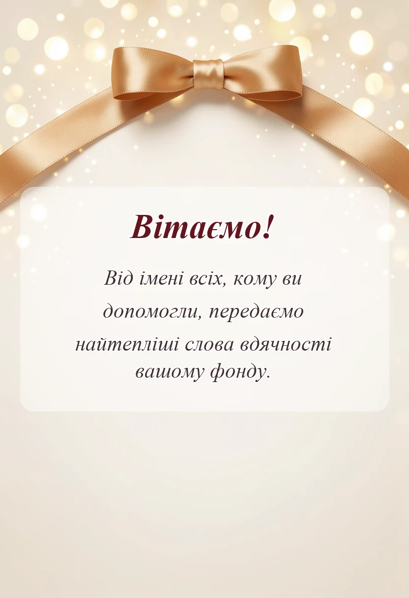 вітальна листівка - подяка благодійному фонду своїми словами