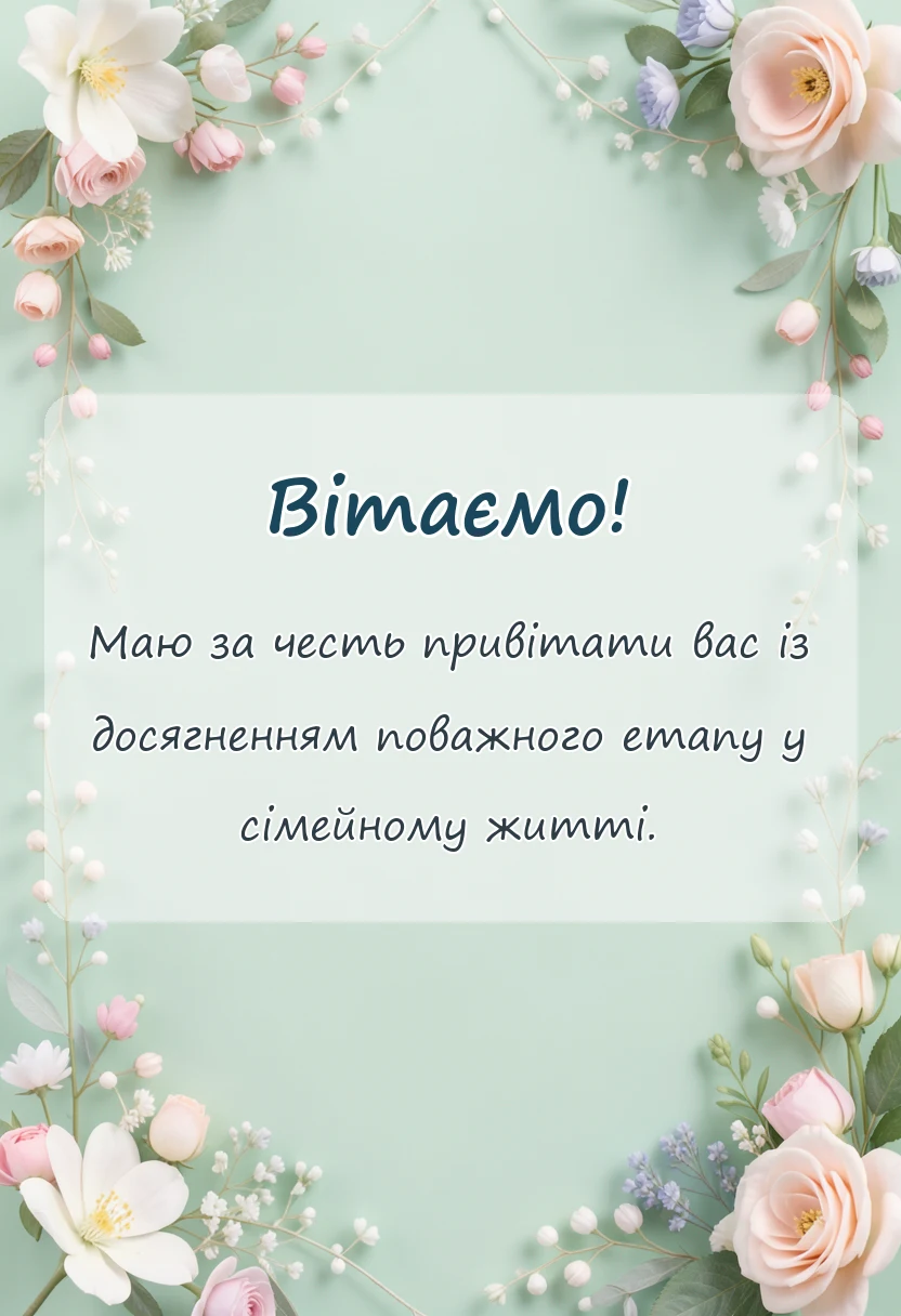 листівка з побажанням - річниця весілля 14 років