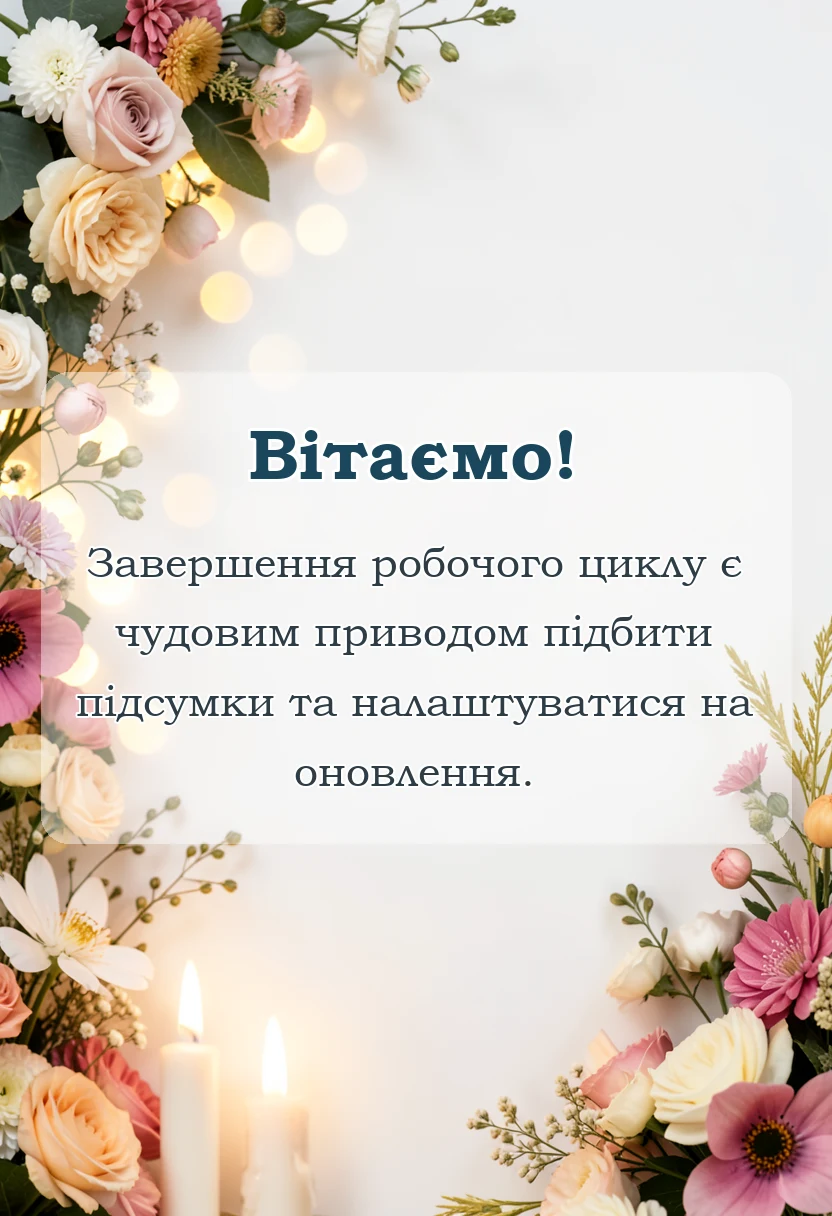 красива листівка: привітання з останнім робочим днем своїми словами