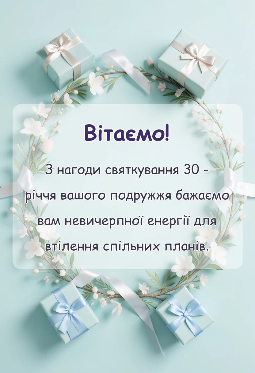 унікальна листівка - перлинне весілля привітання
