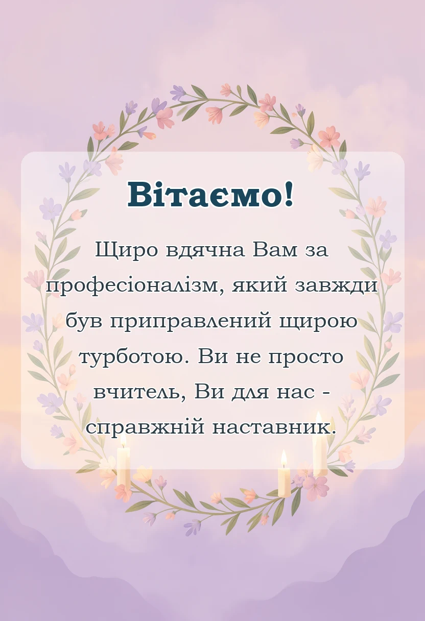 листівка з побажанням - привітання з останнім дзвоником вчительці