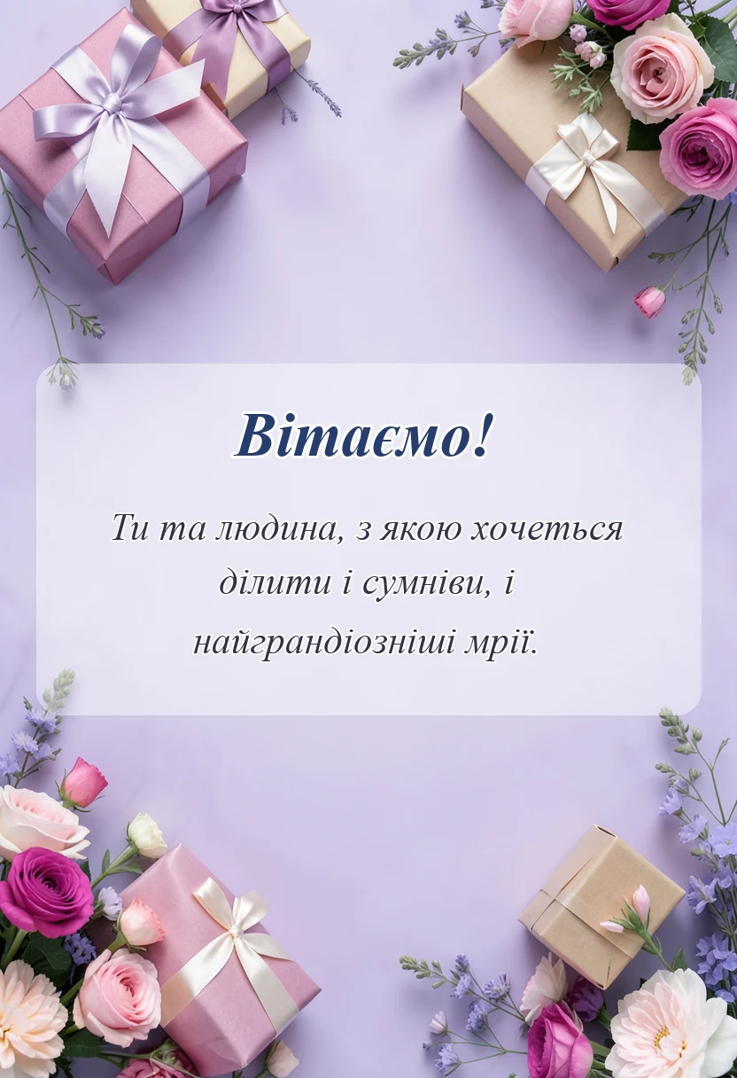 листівка з побажанням - привітання з днем валентина жінці своїми словами