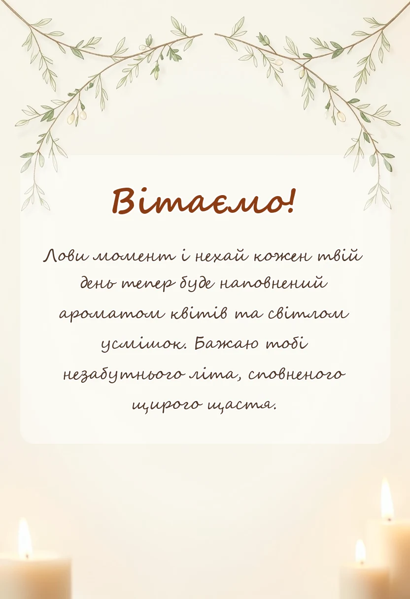 унікальна листівка - привітання з першим днем літа своїми словами