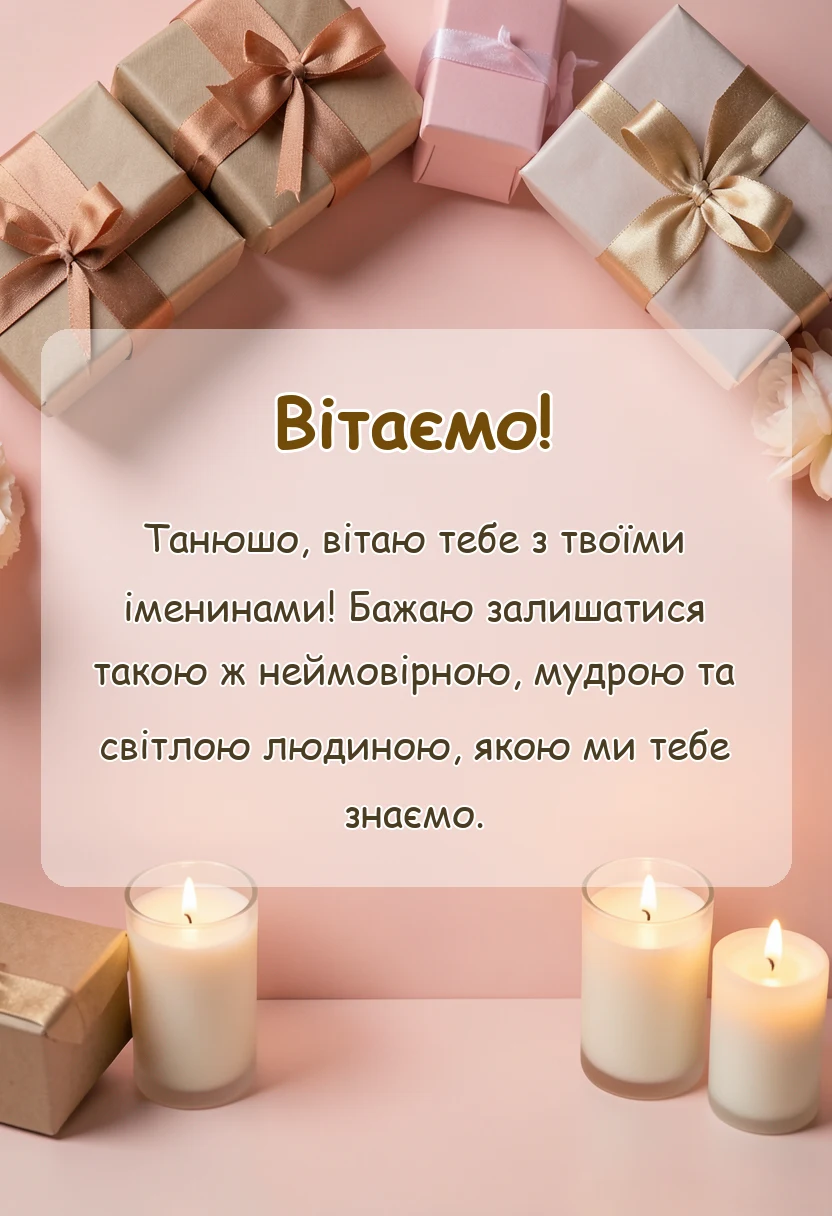 унікальна листівка - привітання з днем ангела тетяни