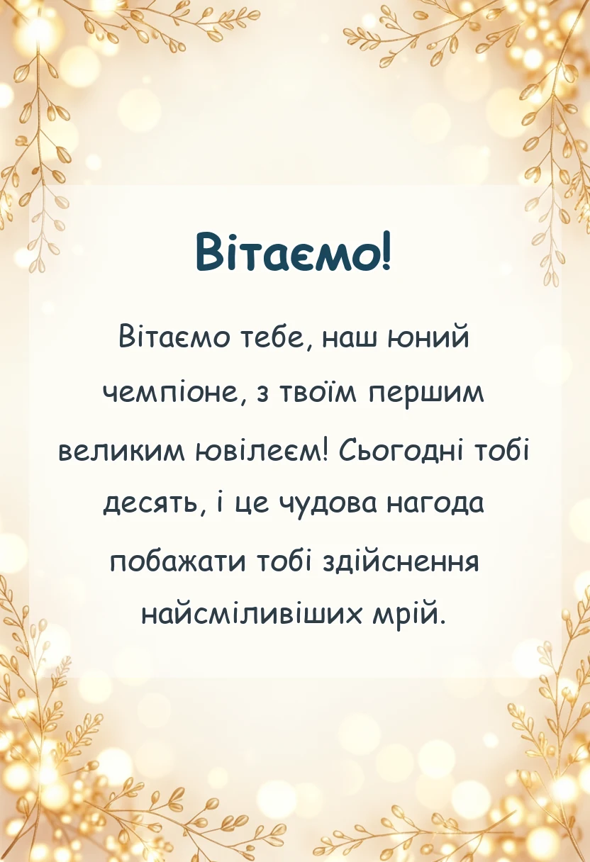 святкова картинка: привітання з днем народження 10 років хлопчику