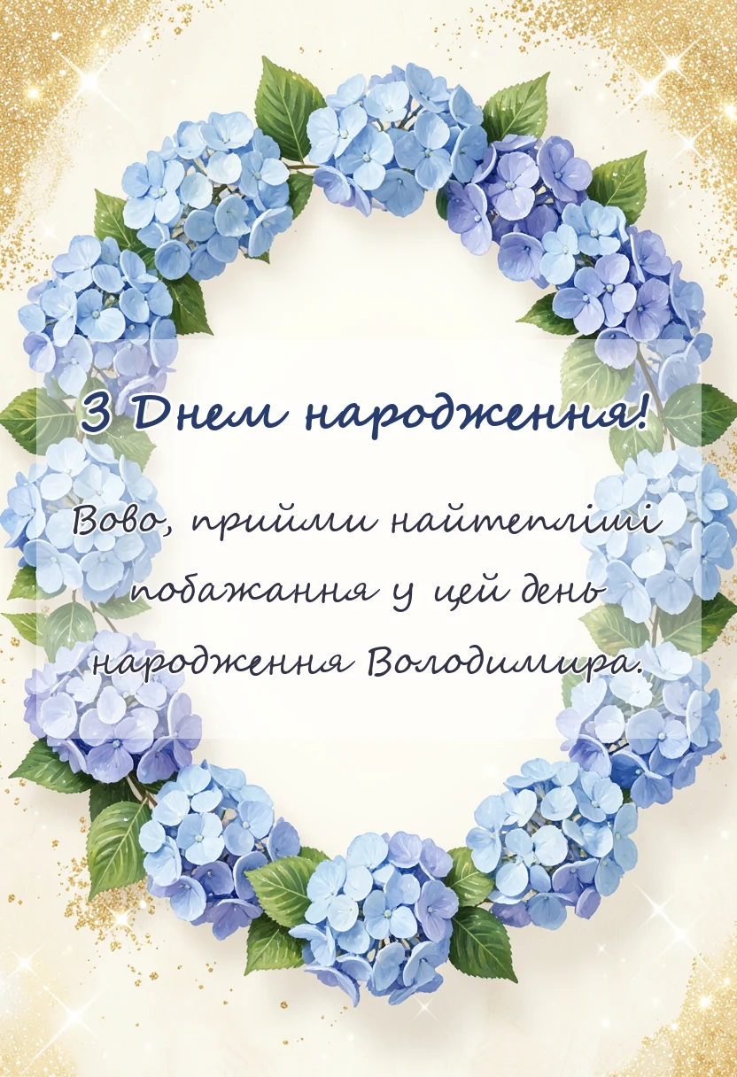 листівка з побажанням - привітання з днем народження володимир