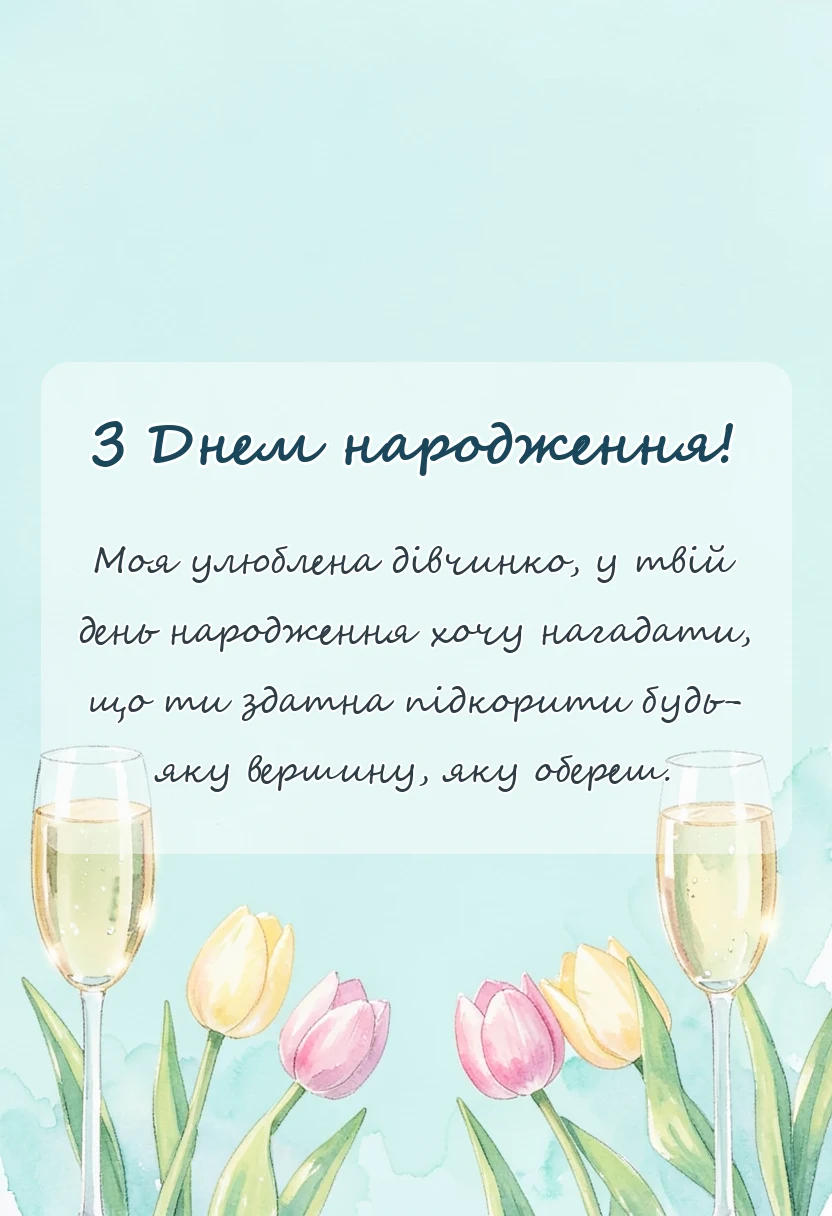 вітальна листівка - привітання з днем народження донечці підлітку від мами