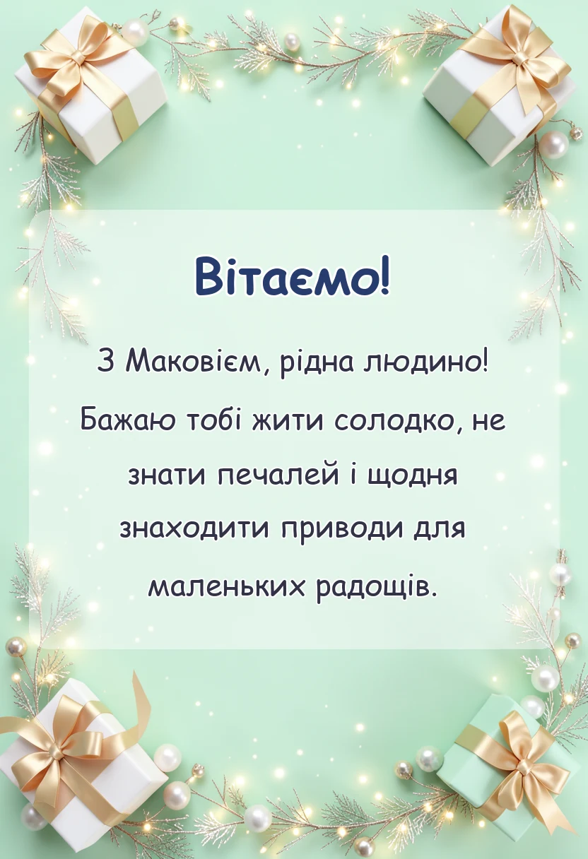 вітальна листівка - привітання з маковієм