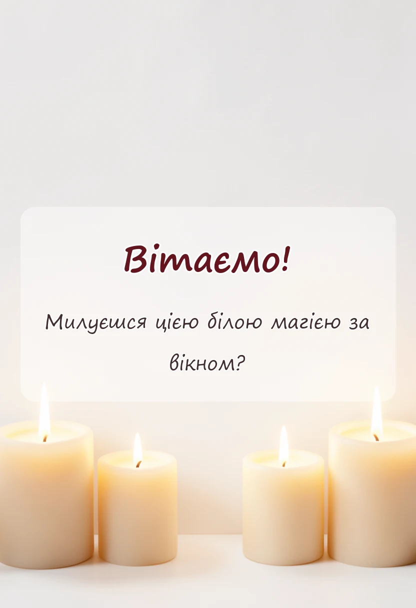листівка з побажанням - привітання з першим снігом