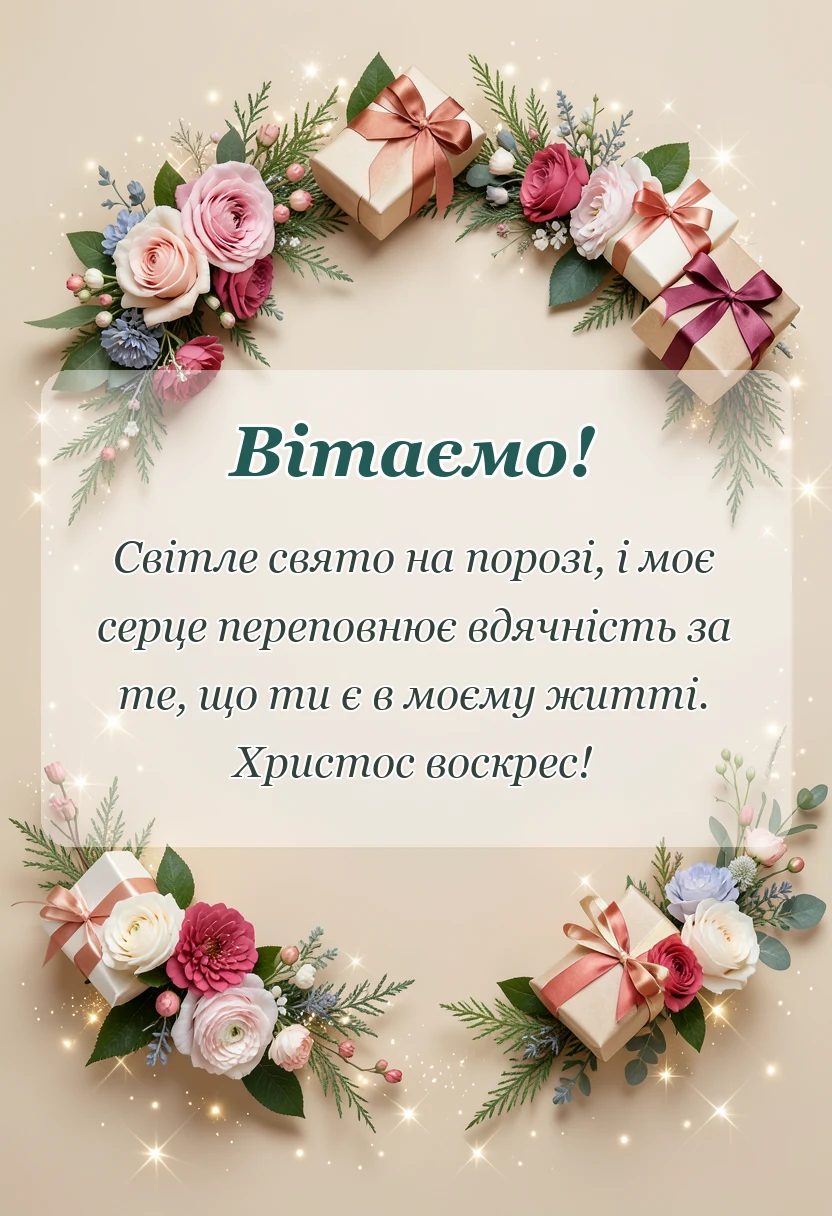 вітальна листівка - привітання з великоднем христос воскрес