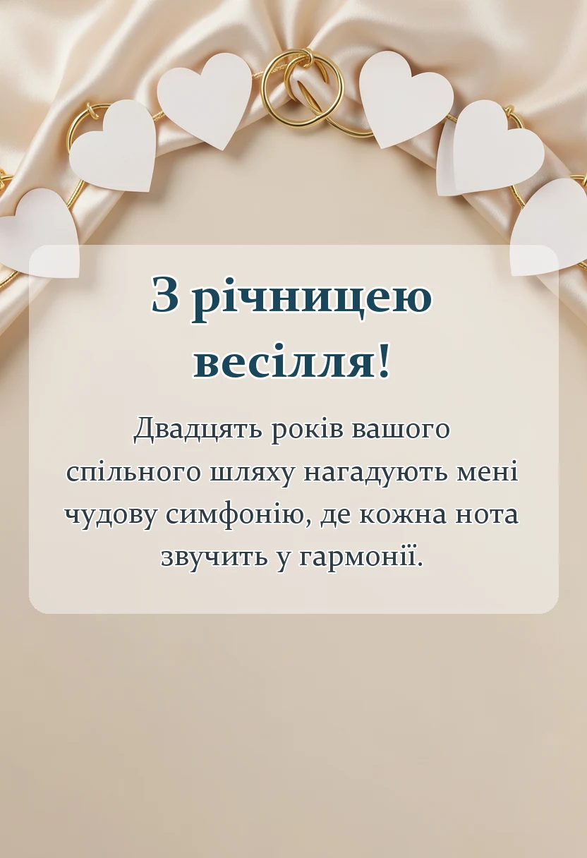 вітальна листівка - привітання з річницею весілля 20 років своїми словами