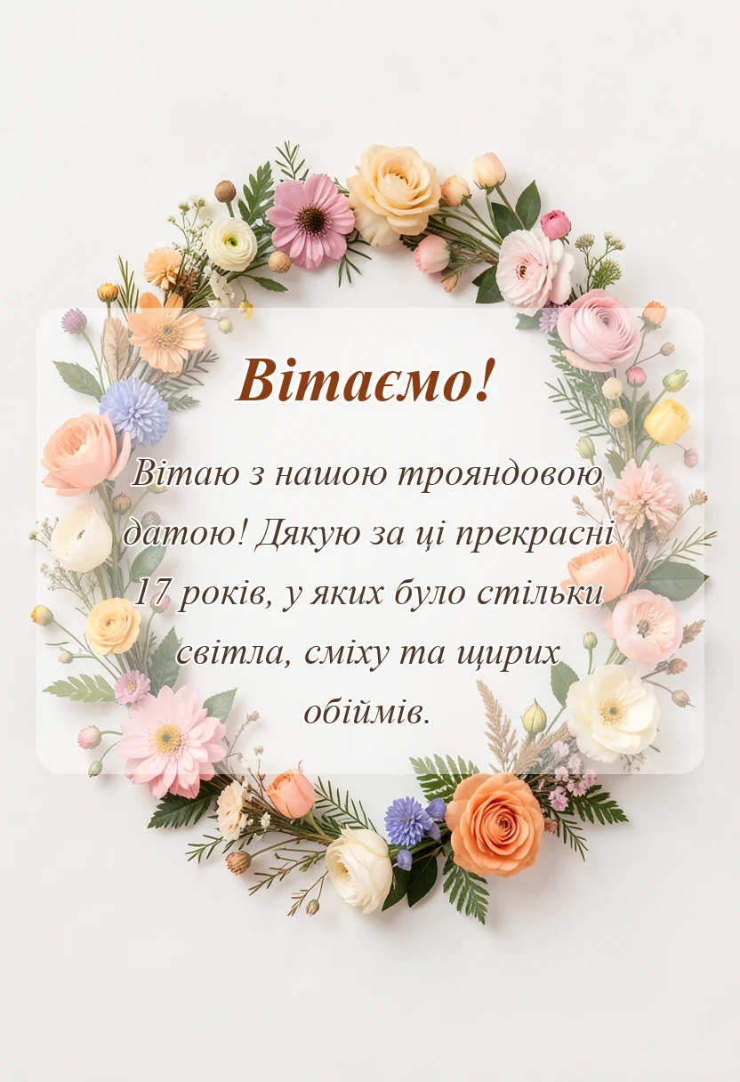 унікальна листівка - картинки з 17 років весілля чоловіку
