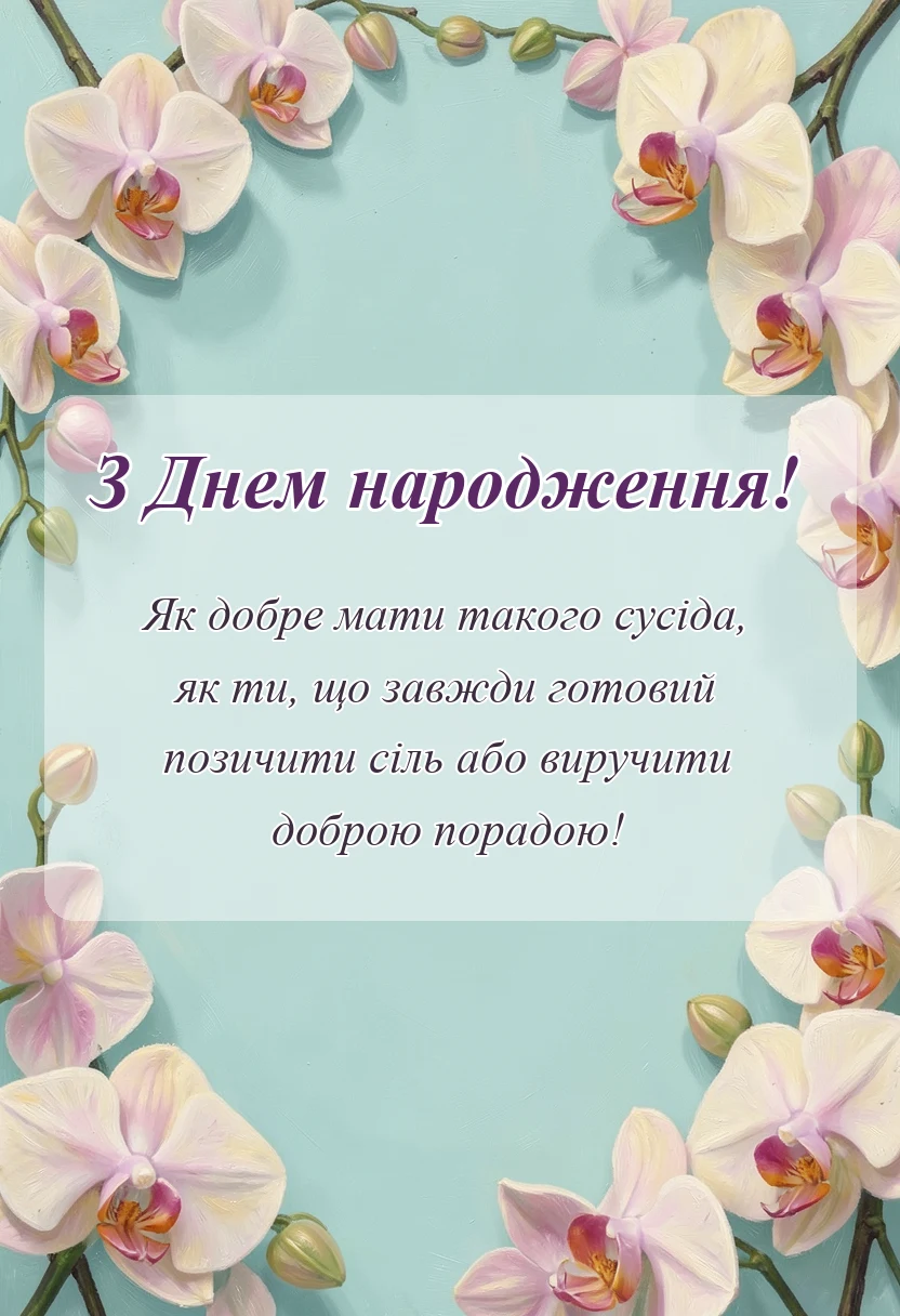 листівка з побажанням - прикольні привітання з днем народження сусіду