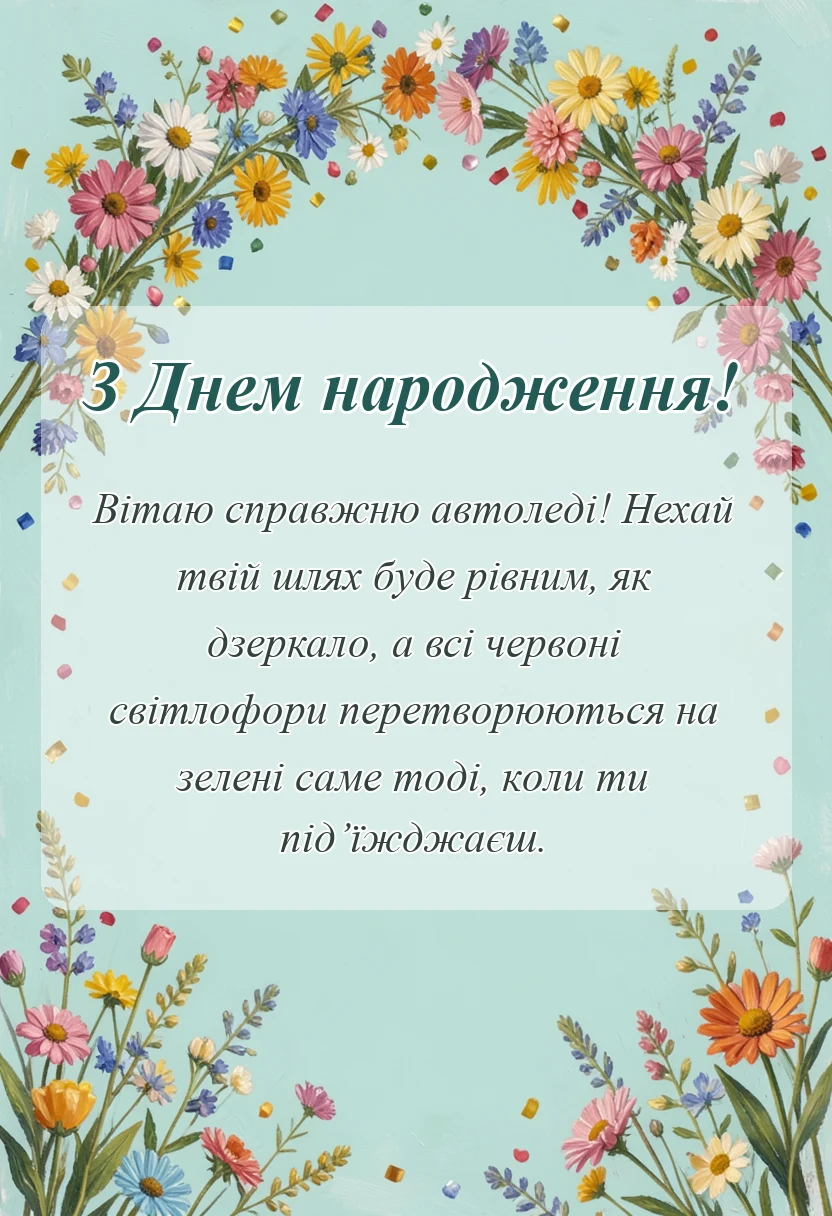листівка з побажанням - картинки водію жінці