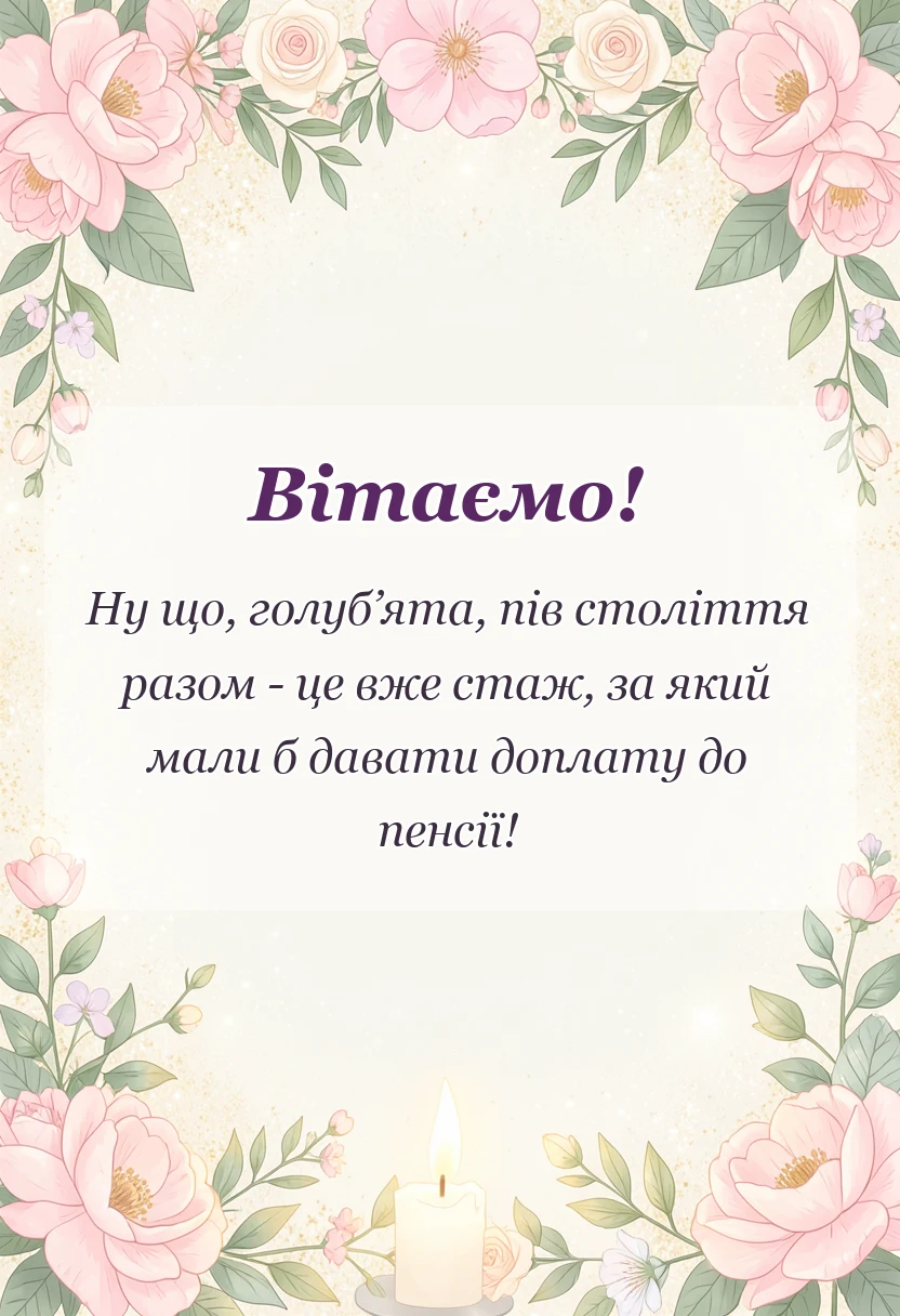 святкова картинка: привітання на золоте весілля в прозі
