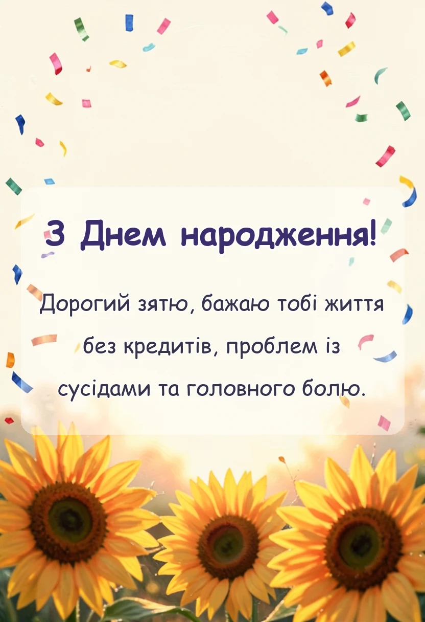 вітальна листівка - привітання з днем народження зятю