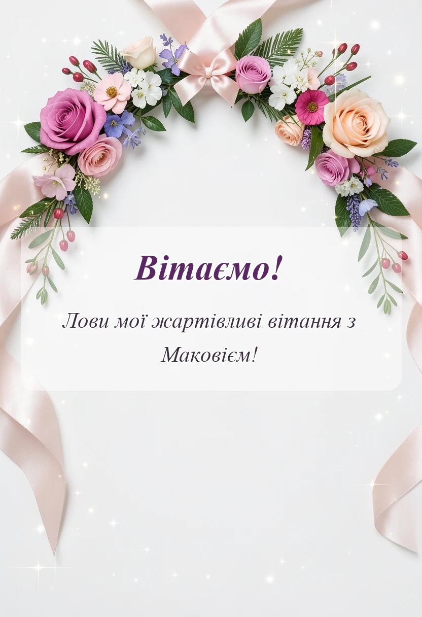 вітальна листівка - привітання з маковієм
