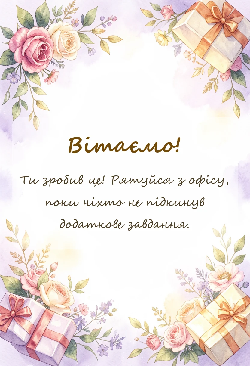 вітальна листівка - привітання з останнім робочим днем