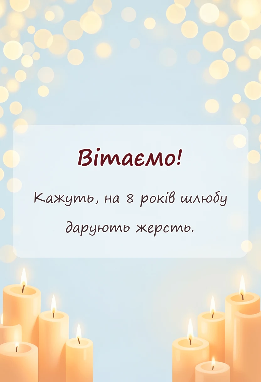 листівка з побажанням - привітання з річницею весілля 8 років бляшане весілля