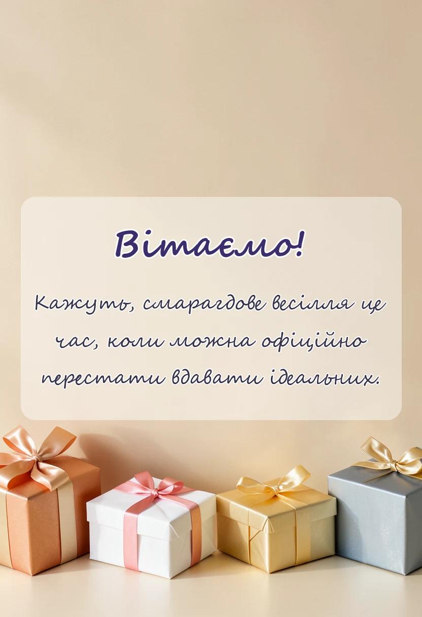 святкова картинка: привітання подарунки традиції смарагдове весілля 55 років