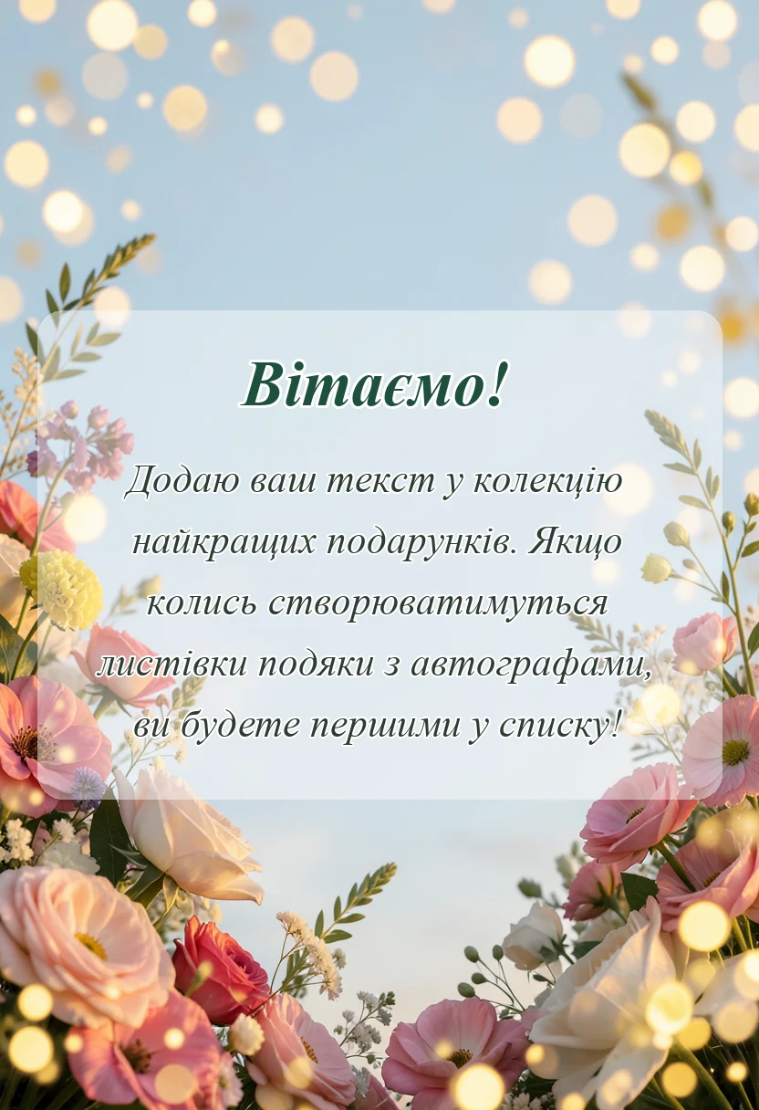 унікальна листівка - слова подяки щиро дякую за привітання