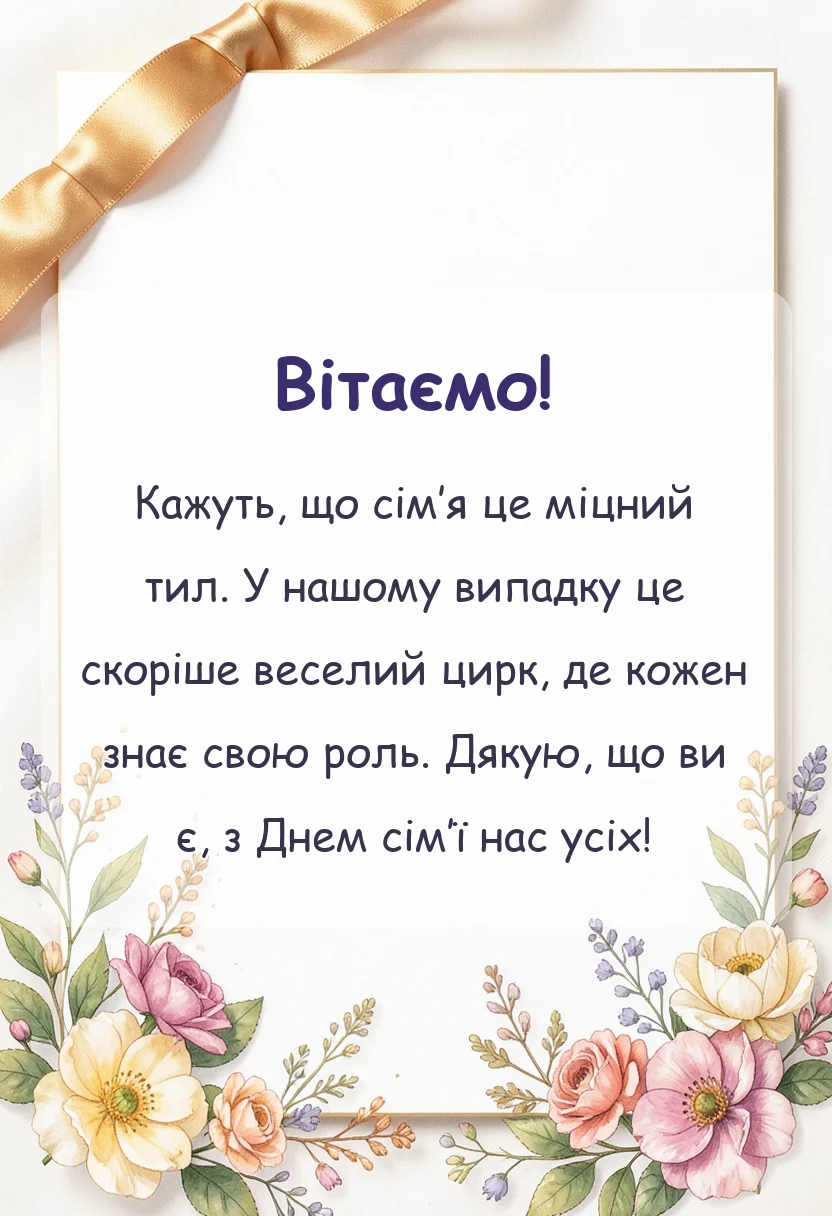 листівка з побажанням - гарні вислови до дня сімї