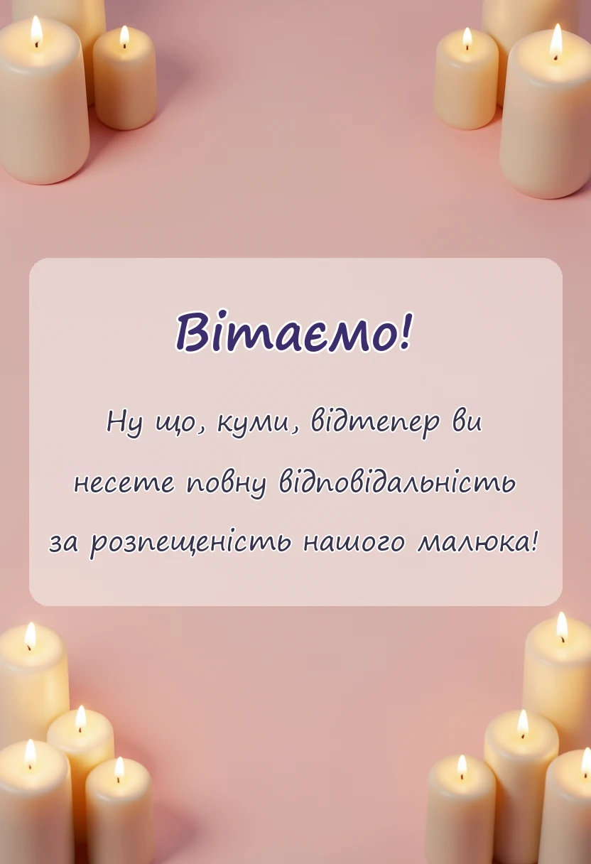 унікальна листівка - подяка кумам за хрещення дитини від батьків